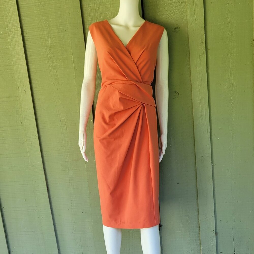 ARTIGIANO Italy Salmon Crepe Sheath Dress UK 20 US 18